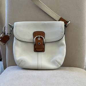 Vintage Coach White and Brown Crossbody Bag